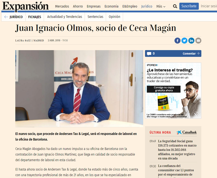 Juan-Ignacio Olmos, nuevo Socio de Ceca Magán