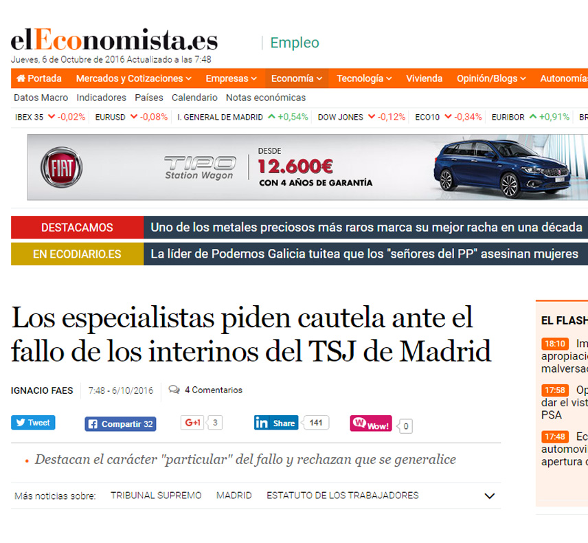 Los especialistas piden cautela ante el fallo de los interinos del TSJ de Madrid