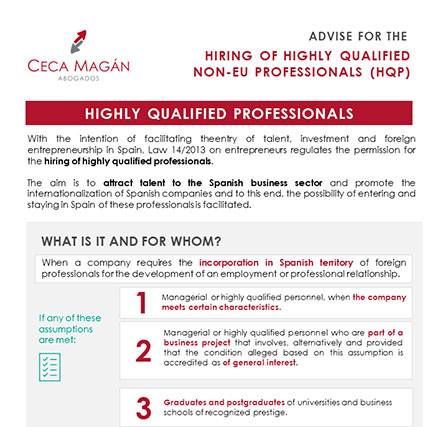 Advice for the recruitment of a Highly Qualified Professional (HQP) from outside the EU