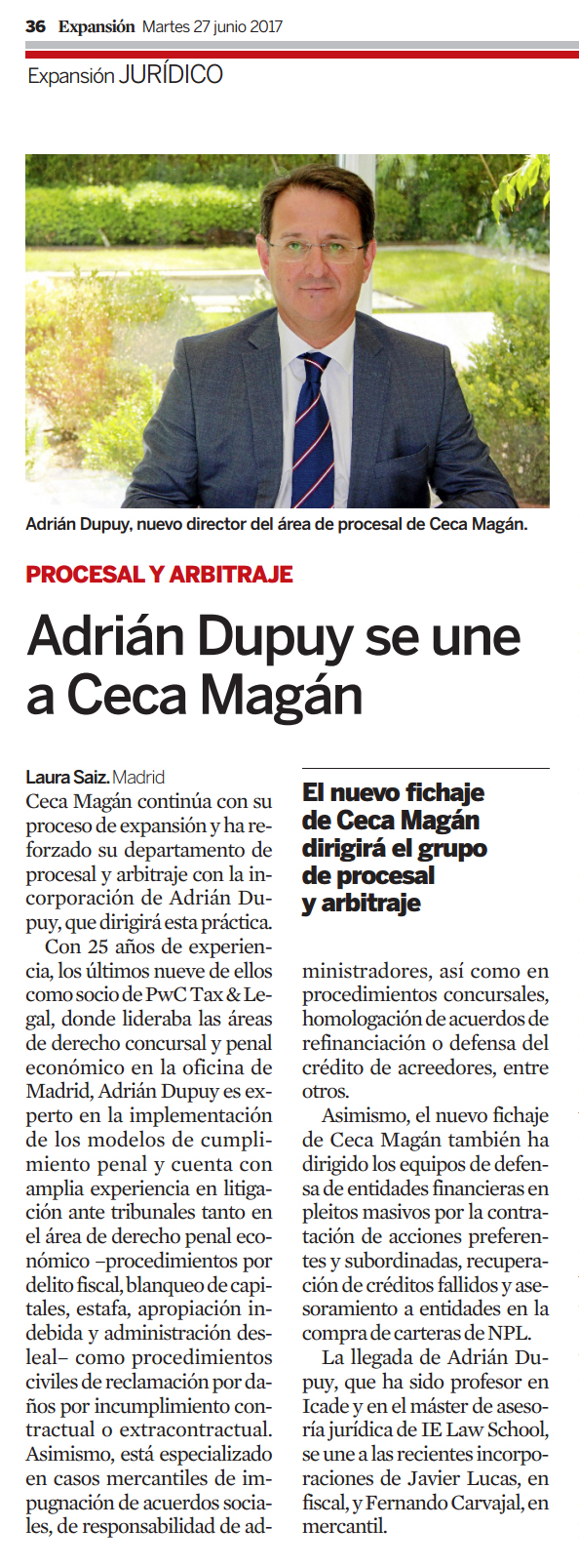 Adrián Dupuy se une a Ceca Magán