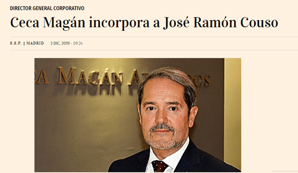 José Ramón Couso, nuevo Director General Corporativo de Ceca Magán