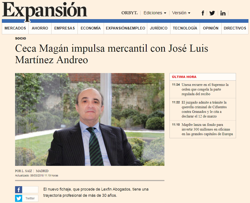 Ceca Magán impulsa mercantil con José Luis Martínez Andreo