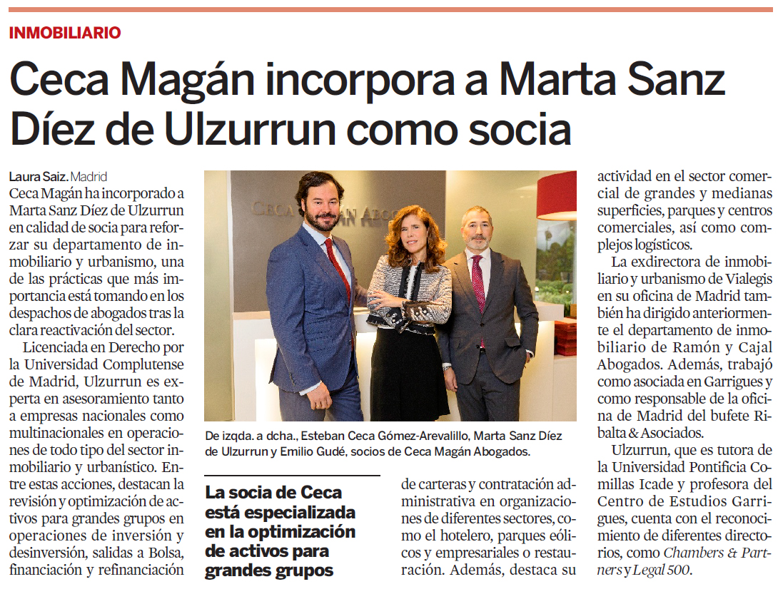 Ceca Magán incorpora a Marta Sanz Díez de Ulzurrun como Socia