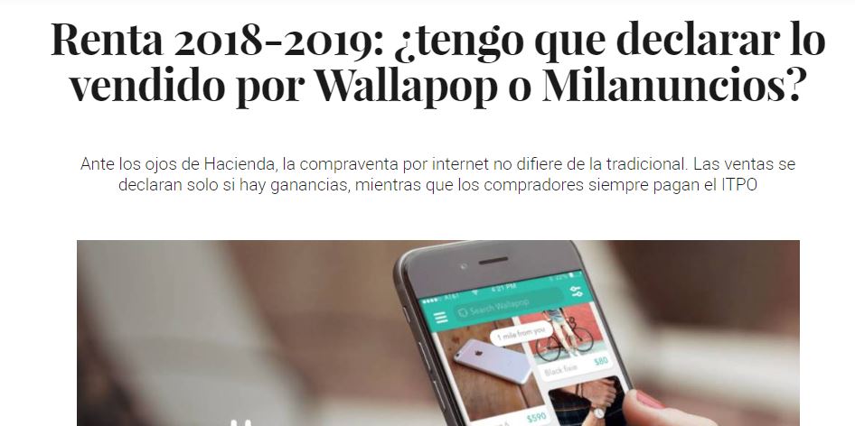 Renta 2018-2019: ¿tengo que declarar lo vendido por Wallapop o Milanuncios?