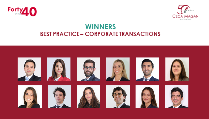 CECA MAGÁN Abogados Best team of Corporate Transactions lawyers in the Forty Under 40 of 2023