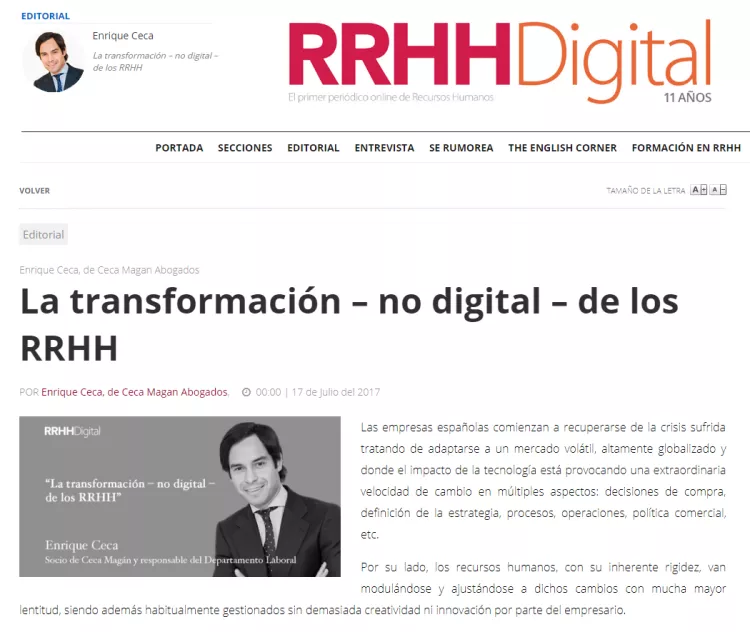 La transformación – no digital – de los RRHH
