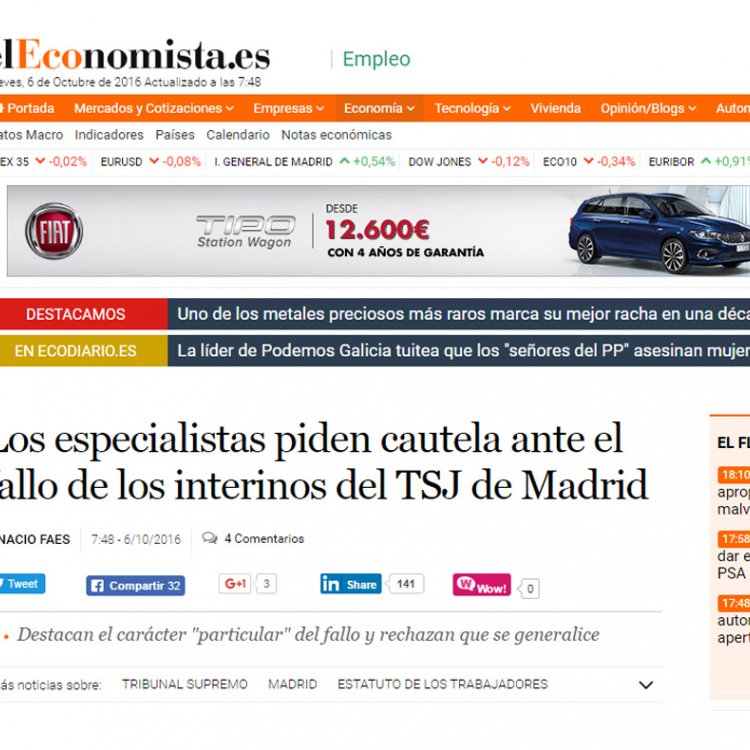 Los especialistas piden cautela ante el fallo de los interinos del TSJ de Madrid